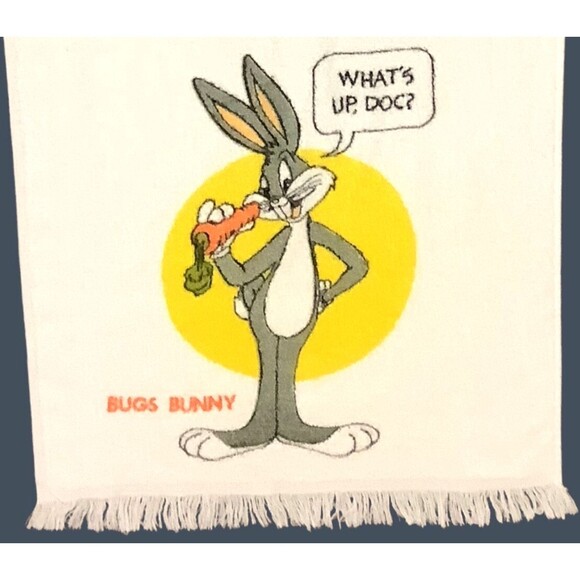 VTG Bugs Bunny Elmer Fudd Looney Toons Terry Cloth Bath / Kitchen Towel Cannon - Picture 4 of 6